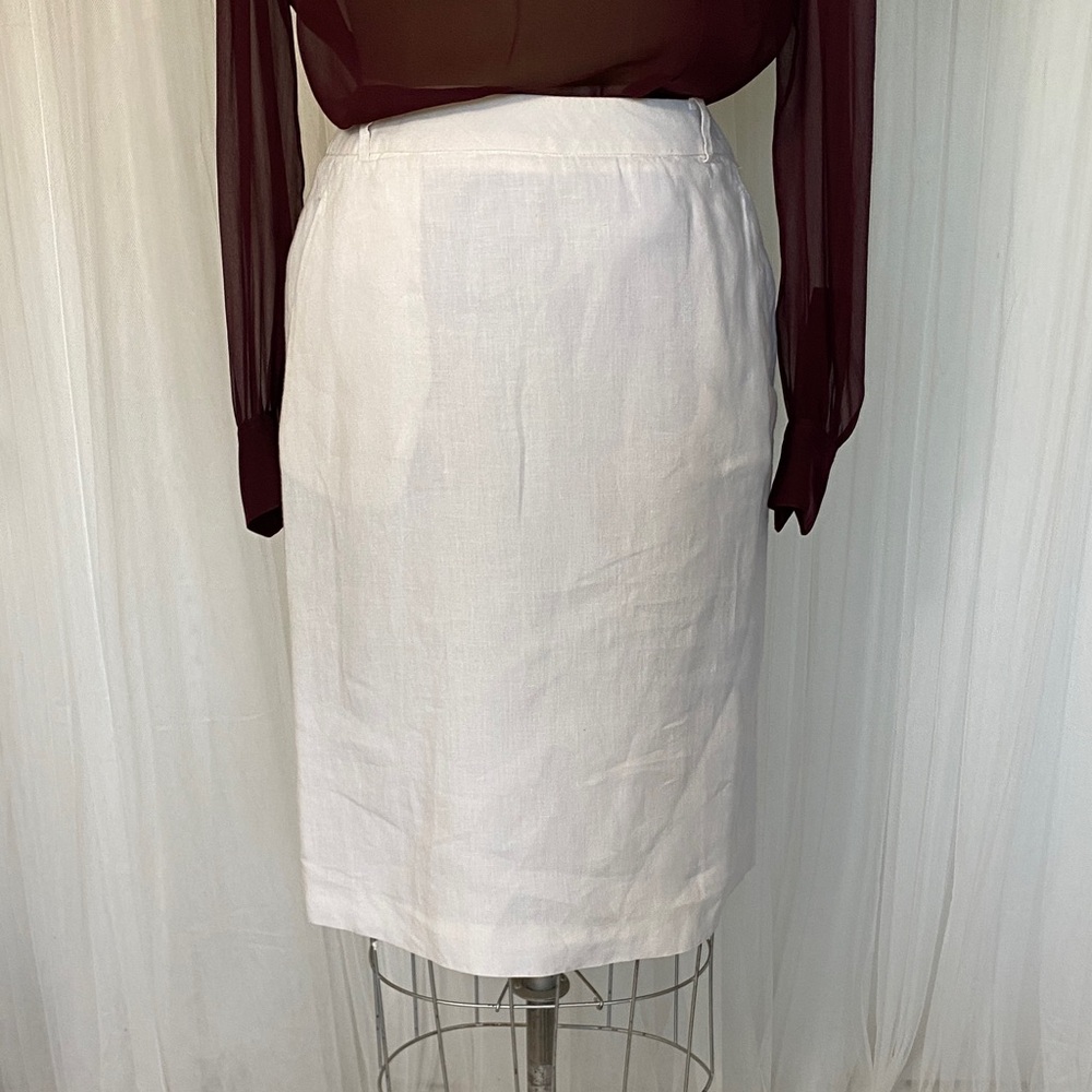 Brooks Brothers 100% Irish Linen Elegant Eggshell White Women's Pencil Skirt 6
